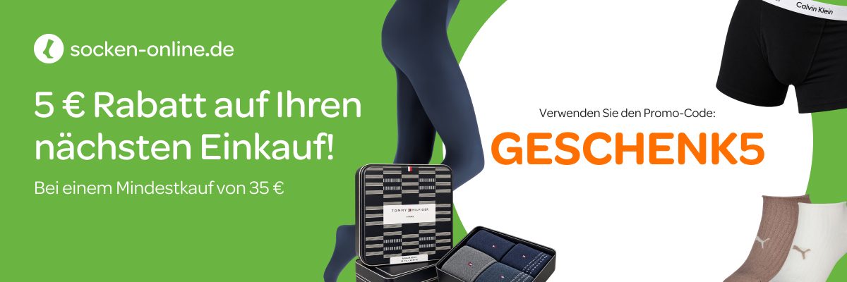 socken-online.de: 5 € Rabatt ab 35 € Einkauf mit dem Code GESCHENK5